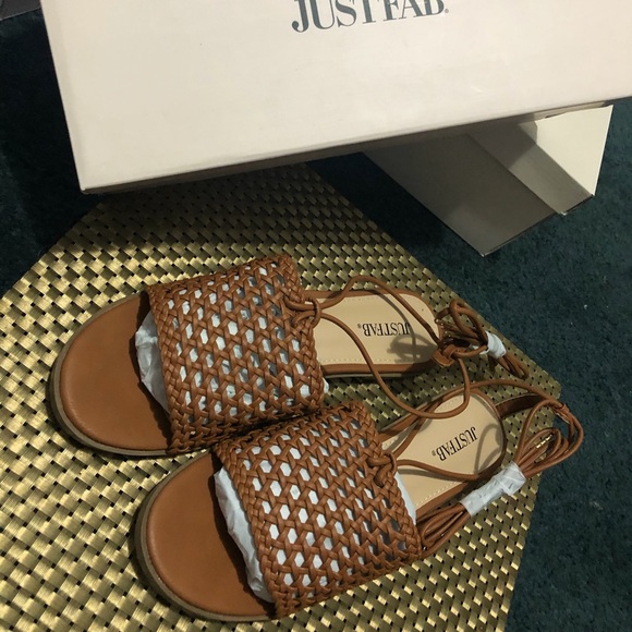 Brown basket weave lace up flats. - Picture 3 of 3